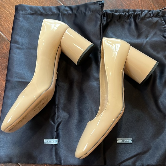 Prada patent leather nude block heel. Size 7 - Picture 2 of 6